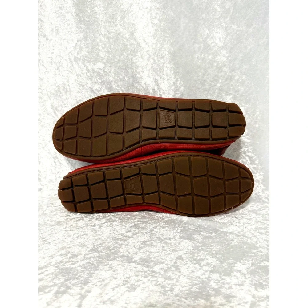 Born Allan Mens Red Leather Driving Moccasins Loafers Slip On Shoes H38205 10M